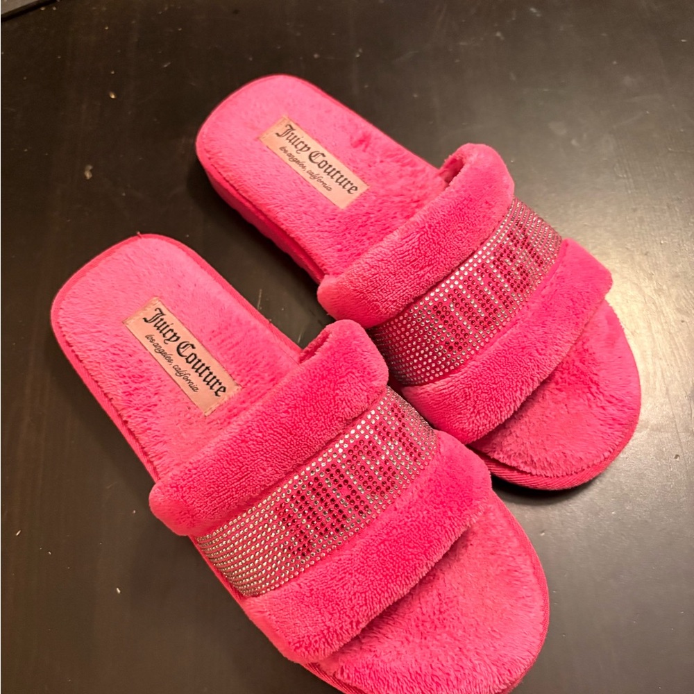 Juicy Couture Pink Rhinestone Slippers